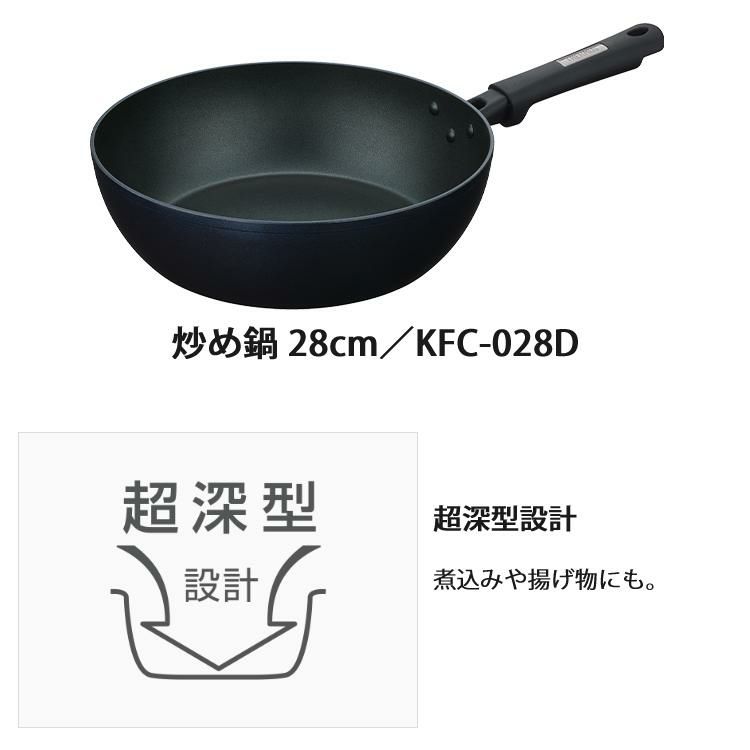 ふきん付 サーモス プラズマ超硬質コート フライパン 26cm＆28cm＆炒め鍋 28cm セット KFC-026＆KFC-028＆KFC-028D  ミッドナイトブルー MDB  THERMOS IH対応 調理器具 キッチン用品 ラッピング不可