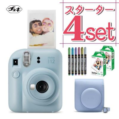 富士フイルム チェキ instax mini 12 インスタントカメラ パステルブルー 4点セット