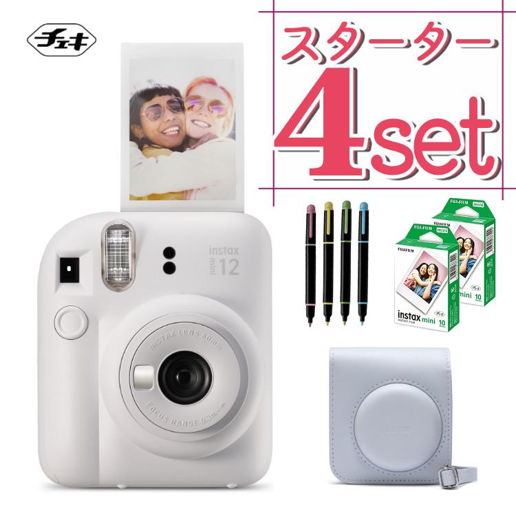 富士フイルム チェキ インスタントカメラ instax mini 12 クレイホワイト 4点セット