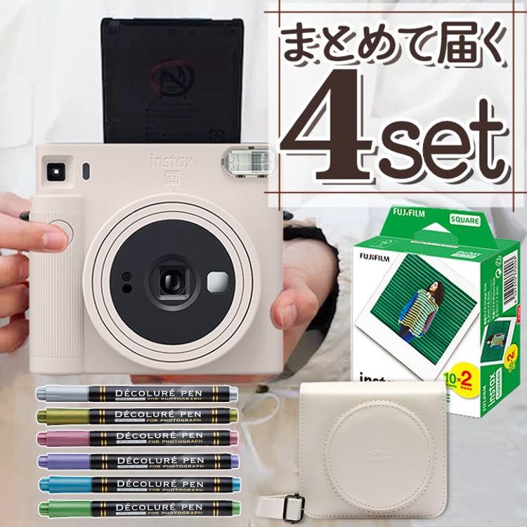富士フイルム チェキスクエア instax SQUARE SQ1 SQ-1   チョークホワイト 4点セット　※スクエアサイズ