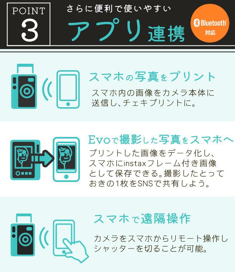 富士フイルム チェキ instax mini Evo ブラック インスタックスミニ  ハイブリット インスタントカメラ 7点セット