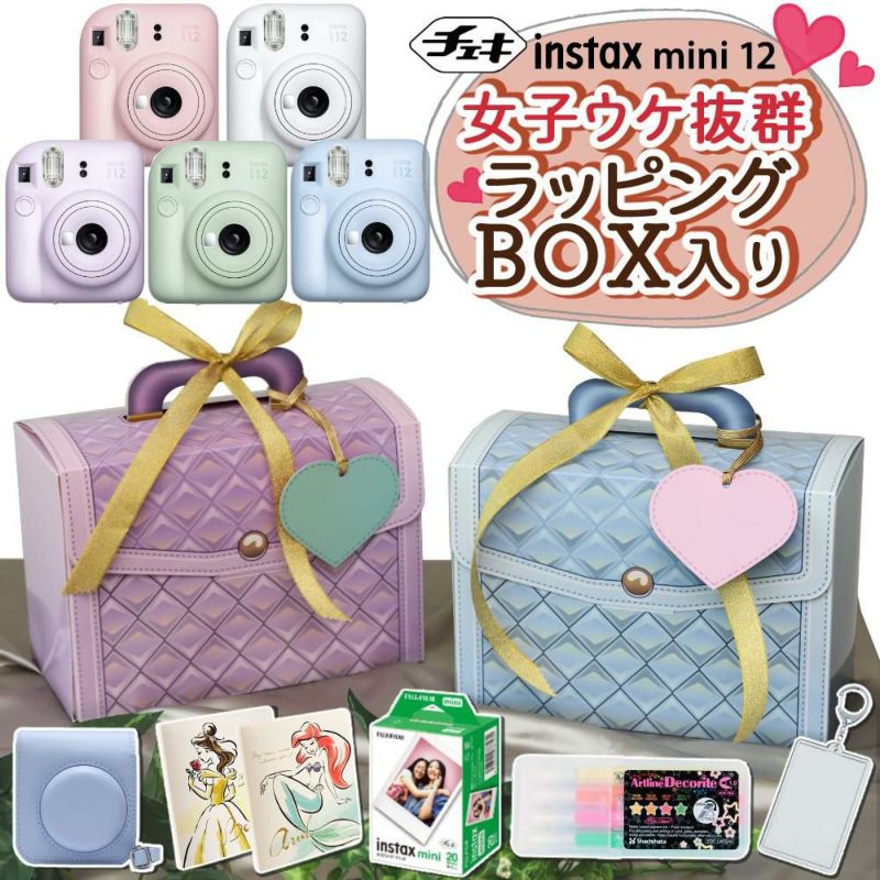 富士フイルム チェキ instax mini 12 本体＆ケース フィルム20枚＆アルバムetc  そのまま渡せるチェキギフト6点セット  クリスマスプレゼント