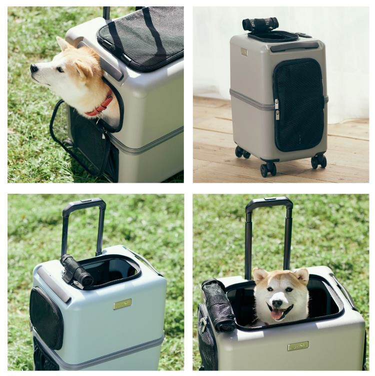 うんちが臭わない袋付  耐重量18Kg 公共交通機関OK ペットキャリー ペット カート ブルー グレー ピンク ホワイト Lサイズ 小型犬 中型犬 猫 PETiCO ペティコ ペチコ 3001-L ハードタイプ スーツケース通院 旅行 帰省 ラッピング不可