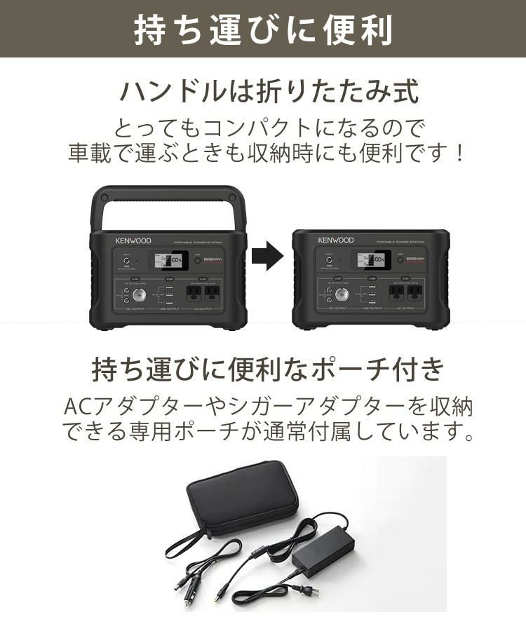 エコ充電セットB ケンウッド BN-RK600-B ポータブル電源 ＆ ソーラーパネル BH-SP68-C  KENWOOD ポータブルバッテリー 充電池 非常用 防災用 地震 停電 防災グッズ キャンプ ブラック  ラッピング不可