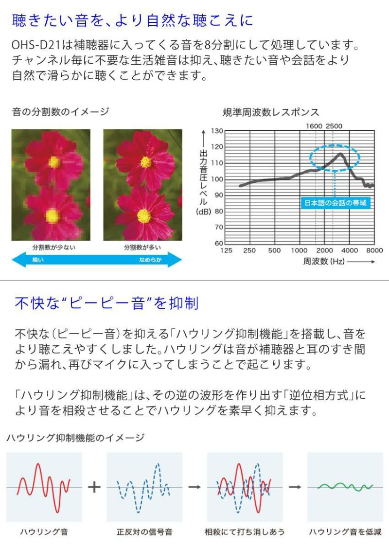 オンキョー 補聴器 OHS-D21L 左耳用 耳穴式補聴器 片耳 オンキヨー 非課税 軽度から中程度難聴対応