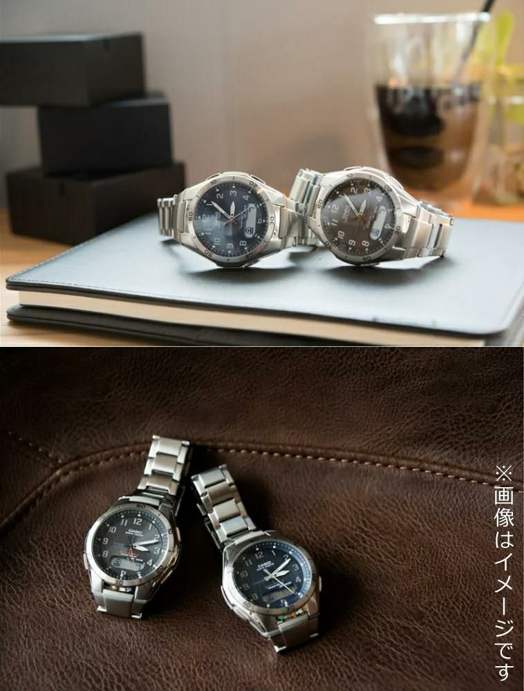 CASIO wave ceptor WVA-M640D-2A2JF＆DQD-805J-8JF メンズ ネイビー 置き時計セット