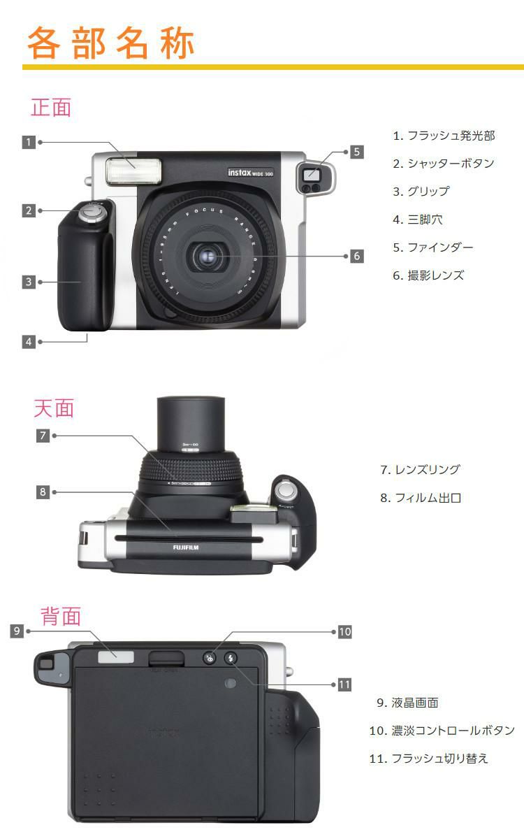 フィルム50枚付き 富士フイルム チェキ WIDE instax WIDE 300 チェキ ...