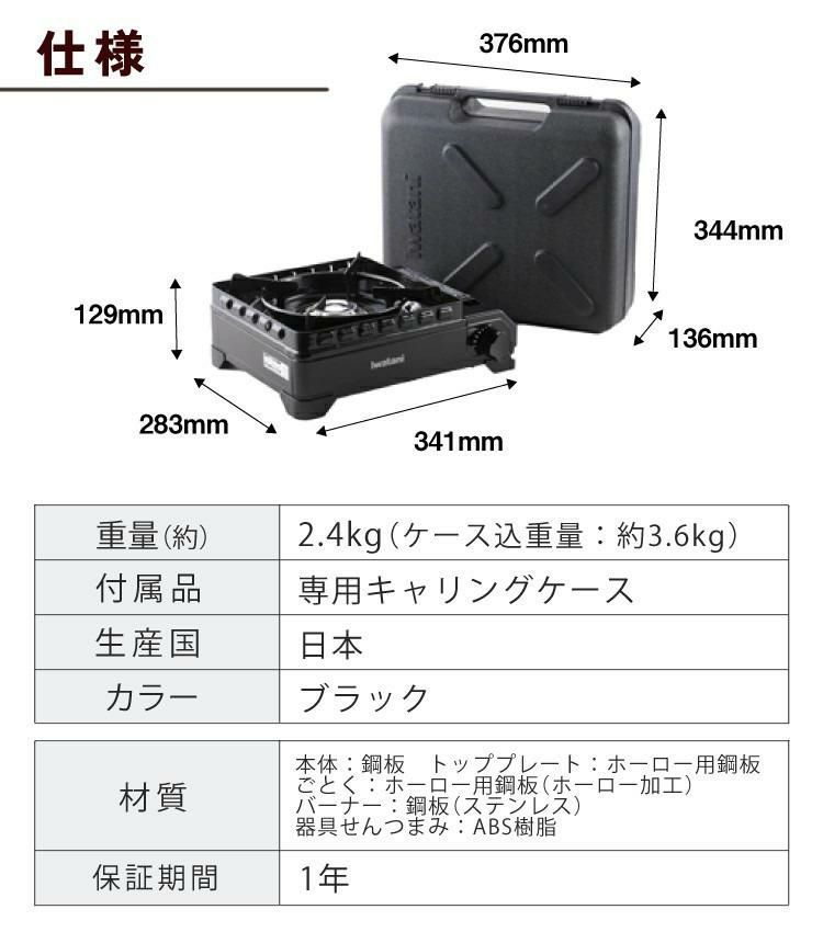 イワタニ カセットコンロ タフまる CB-ODX-1-BK 網焼きプレートセット