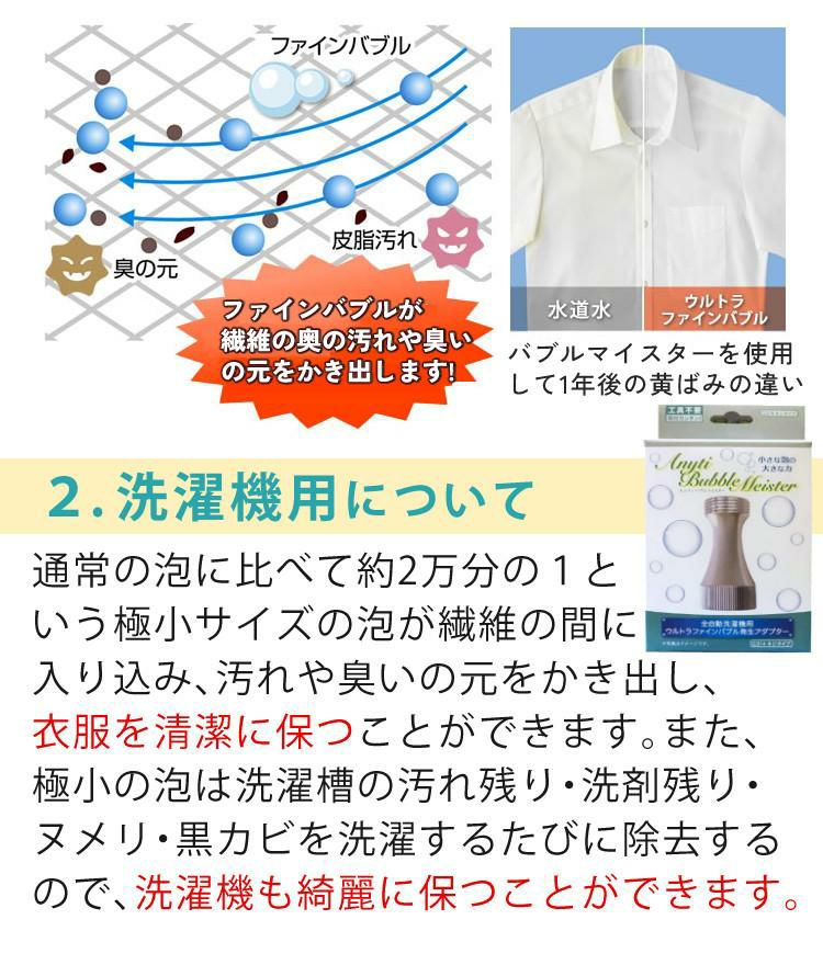 シャワー用＆洗濯機用セット バブルマイスター ウルトラファインバブル発生装置 富士計器 泡発生装置 皮脂汚れ 加齢臭 対策 風呂