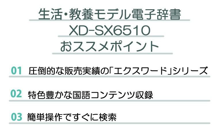 カシオ 電子辞書 EX-word エクスワード XD-SX6510 生活教養モデル   選択式   ケース オフホワイト/ネイビー ＆保護フィルム＆クロス4点セット