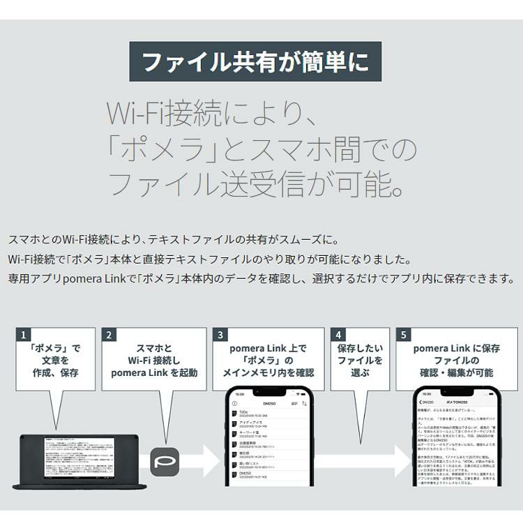 レビューで札幌カレープレゼント  大切に使えるセット 純正ハードケース付  キングジム デジタルメモ ポメラ DM250  ケース＆液晶保護フィルム＆クロス  pomera Wifi / Bluetooth KINGJIM 電子メモ スマホ テキストエディター 文章