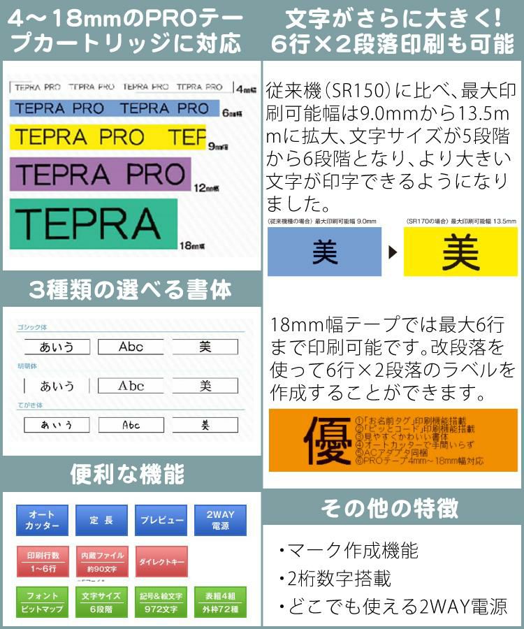 キングジム ラベルライター SR170 テプラPRO 3点セット