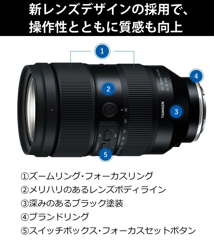 レビューでレンズキャッププレゼント  レンズ保護フィルター付！ タムロン 35-150mm F/2-2.8 Di III VXD ソニーEマウント用 A058