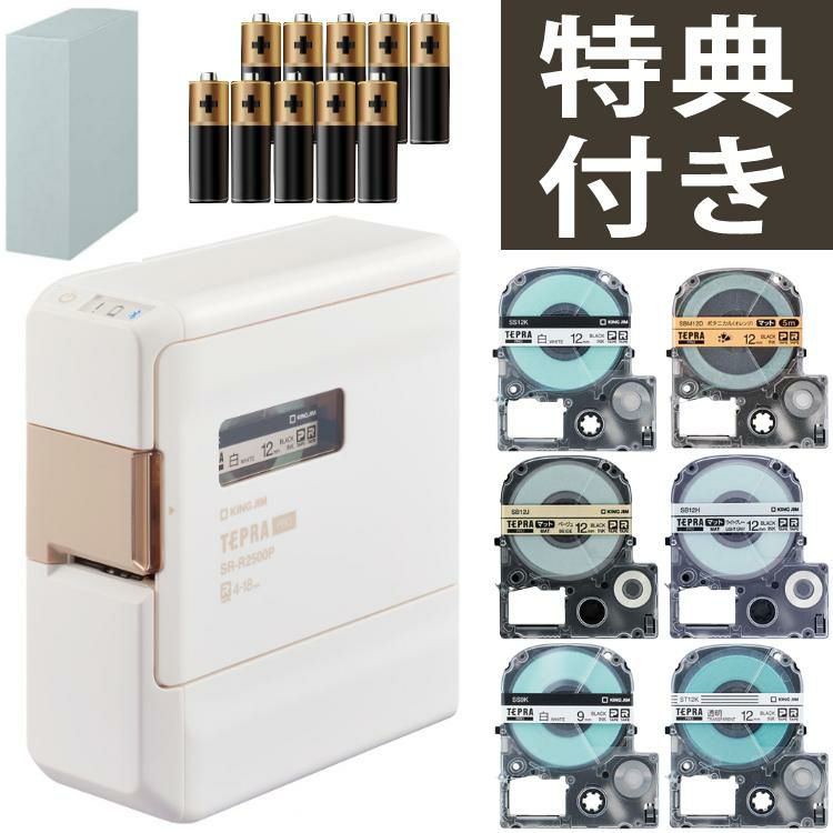 キングジム テプラPRO SR-R2500P 本体+テープ6本+電池+ボックスセット
