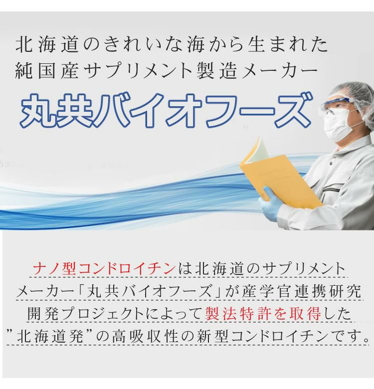 製法特許取得  ナノ型コンドロイチンEX 62粒 サプリ 1ヶ月分 丸共バイオフーズ 非変性II型コラーゲン配合 健康サプリ 栄養補助 サプリメント コンドロイチン コラーゲン コラーゲンペプチド  メール便可：10点まで  ラッピング不可