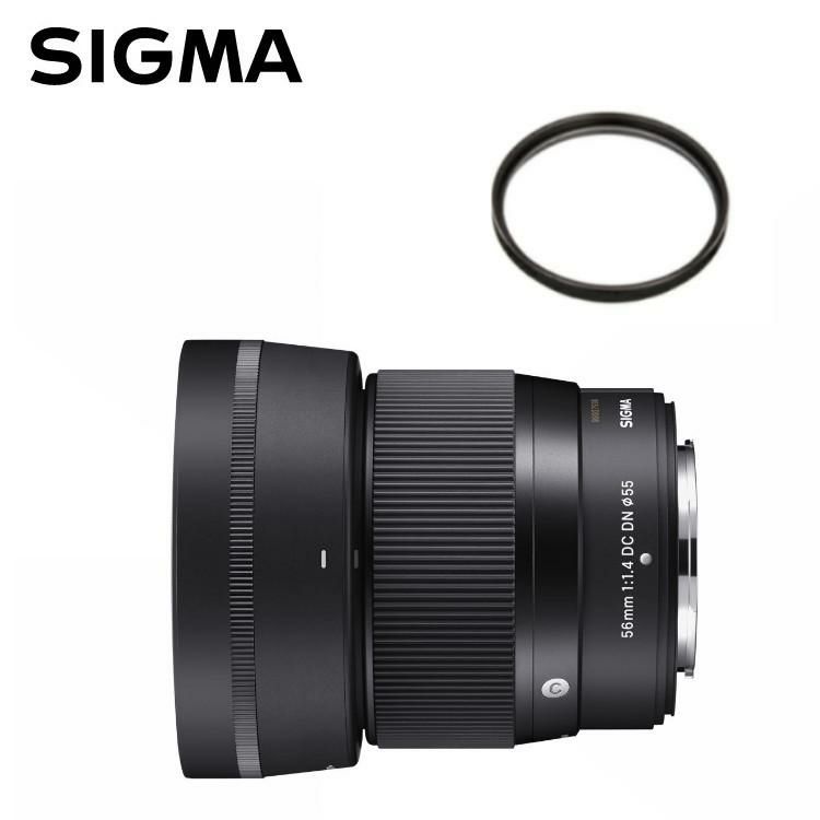 レンズ保護フィルター付！  レンズ シグマ 56mm F1.4 DC DN C  富士フイルムXマウント用