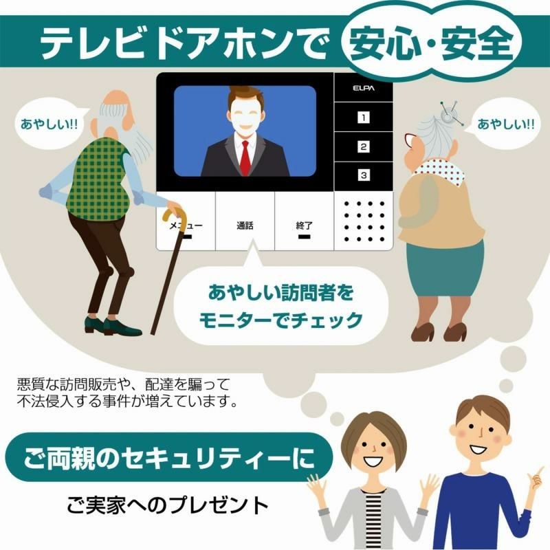エルパ DECTワイヤレステレビドアホン モニター＆ポータブルセット ELPA DHS-TMP2320  モニター親機+玄関カメラ子機+ポータブルモニター子機