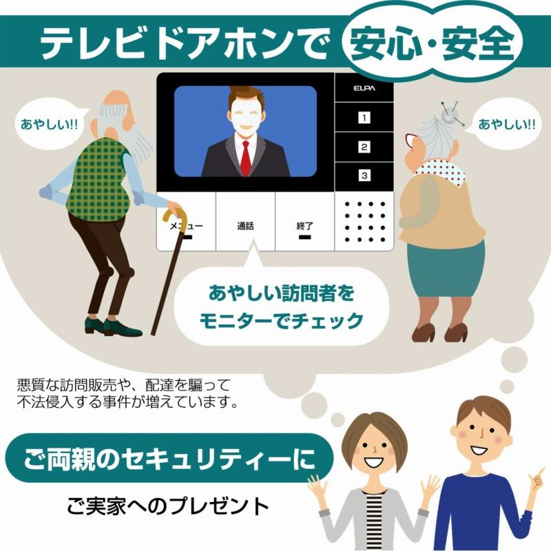 エルパ DECTワイヤレステレビドアホン モニター＆ポータブルセット ELPA DHS-TMP2320  モニター親機+玄関カメラ子機+ポータブルモニター子機