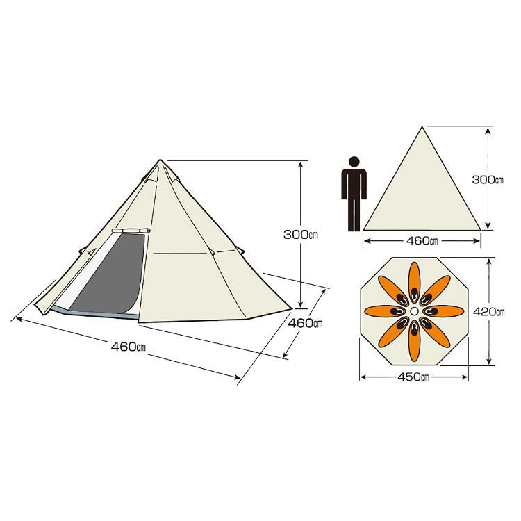 キャプテンスタッグ CSクラシック ワンポールテント オクタゴン460UV＆インナーテント＆グランドシート付き 3点セット UA-35/UA-45/UA-4527  ラッピング不可