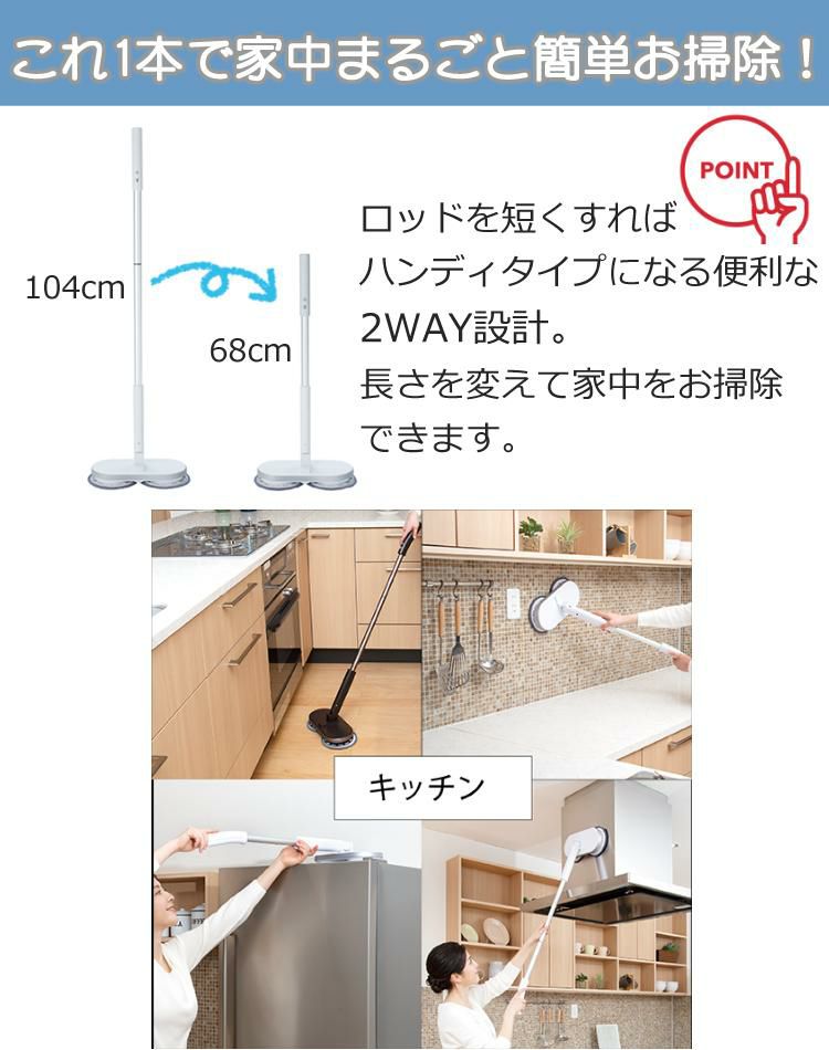 正規品   屋外用替えパッド2枚セット  電動 回転モップ ネオプラス   Neo+   ZJ-MA21-WH ホワイト CCP