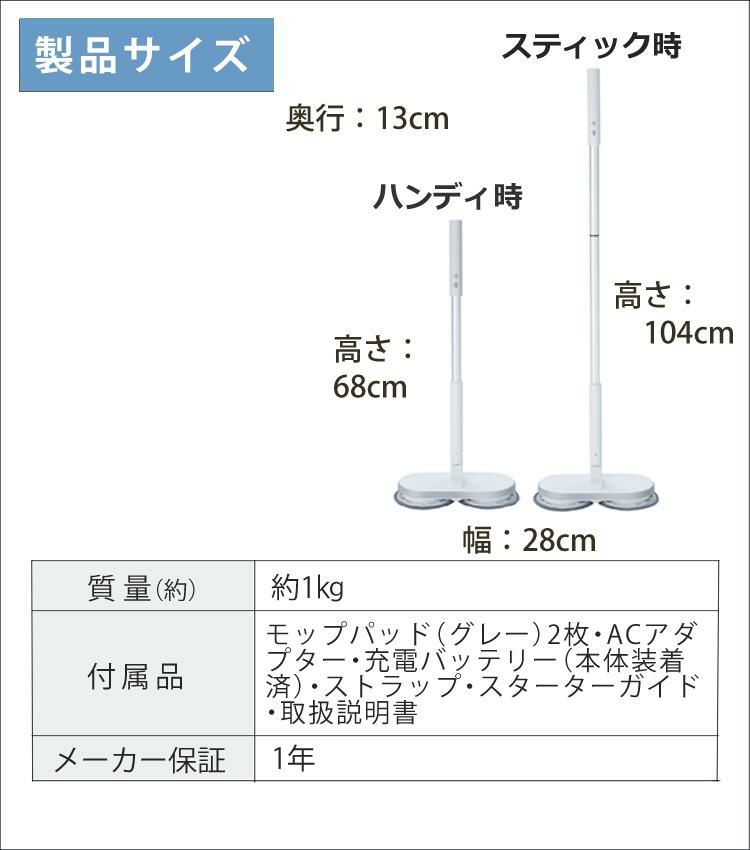 正規品   屋外用替えパッド2枚セット  電動 回転モップ ネオプラス   Neo+   ZJ-MA21-WH ホワイト CCP