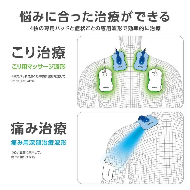 交換用パッド1組2枚付き オムロン 電気治療器 HV-F5500 ヒーターサポーター付き 温め機能  低周波治療器 こり 痛み マッサージ 腕 肩 腰 背中 脚 足裏 関節 筋肉 ケア 管理医療機器  おまけはラッピング不可