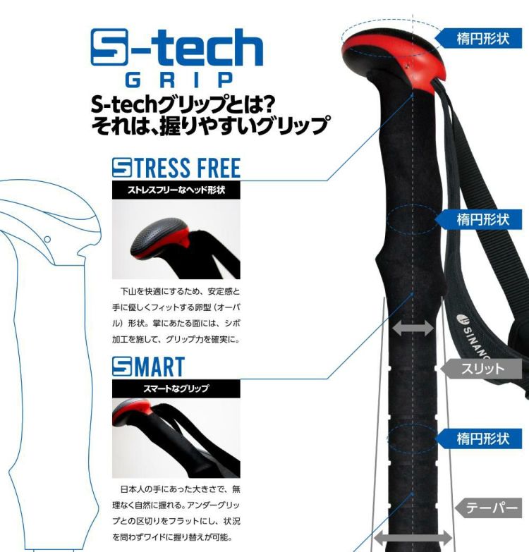 シナノ FAST-125 A/S   ブラック    超軽量アルミ  伸縮タイプ トレッキングポール   100-125cm 3段式調整  2本1組 SINANO