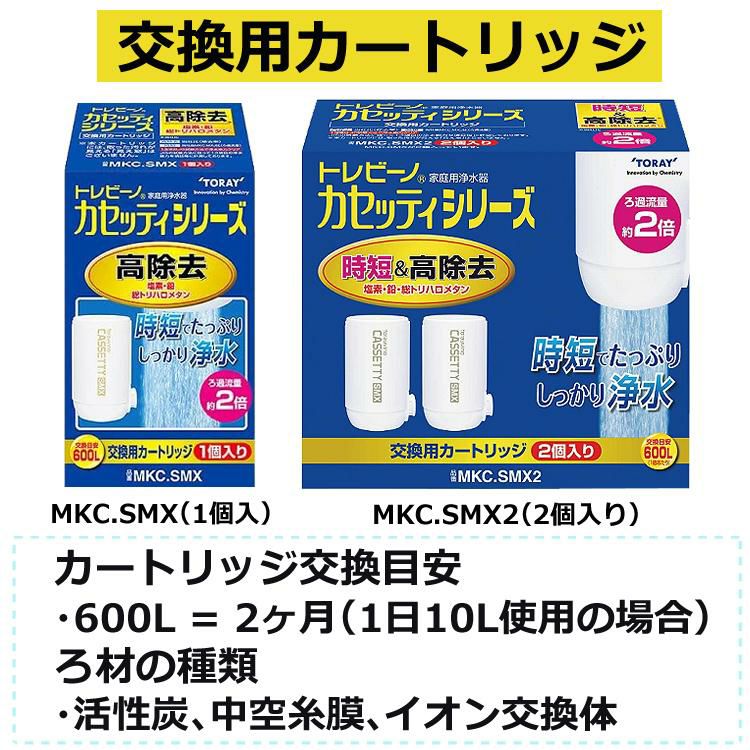 浄水器 東レ 浄水器 トレビーノ カセッティ MK206SMX 高除去タイプ 蛇口直結型 カートリッジ1個付 時短 浄水 節水 デジタル表記 洗えるキャップ 極細シャワー