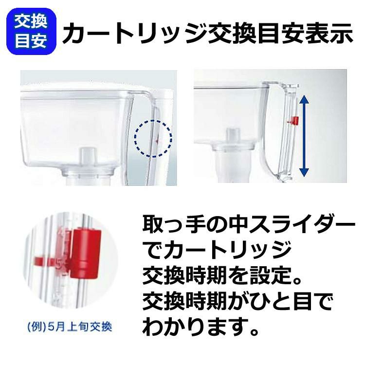 カートリッジ2個付  浄水器 東レ トレビーノ ポット型浄水器 高除去タイプ 2.1L PT304SV & ポット型浄水器用 カートリッジ2個セット PTC.SV2J