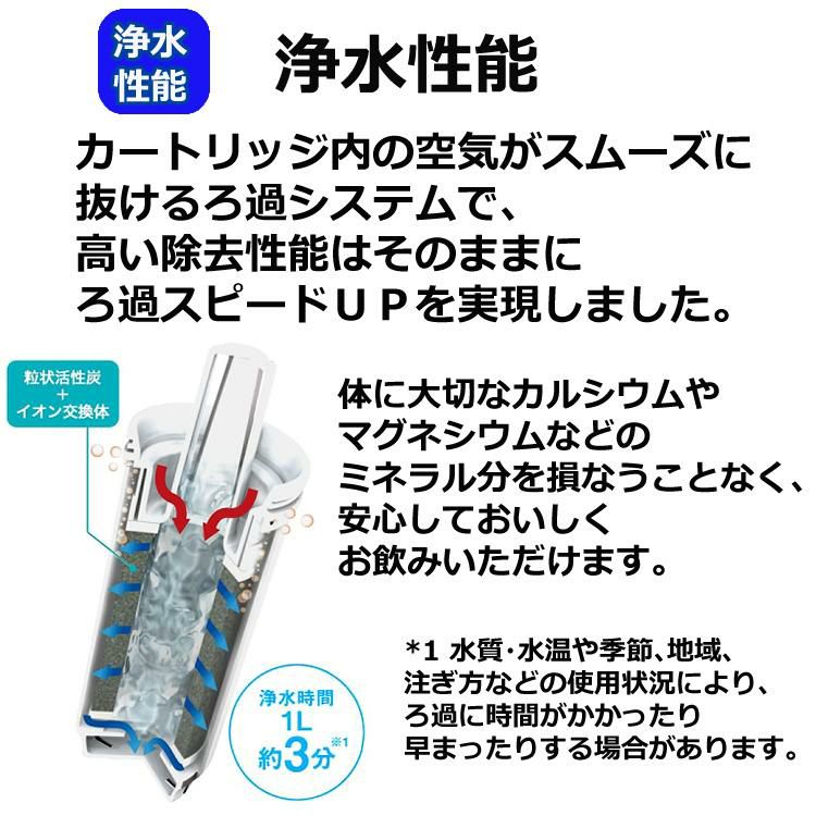 カートリッジ2個付  浄水器 東レ トレビーノ ポット型浄水器 高除去タイプ 2.1L PT304SV & ポット型浄水器用 カートリッジ2個セット PTC.SV2J