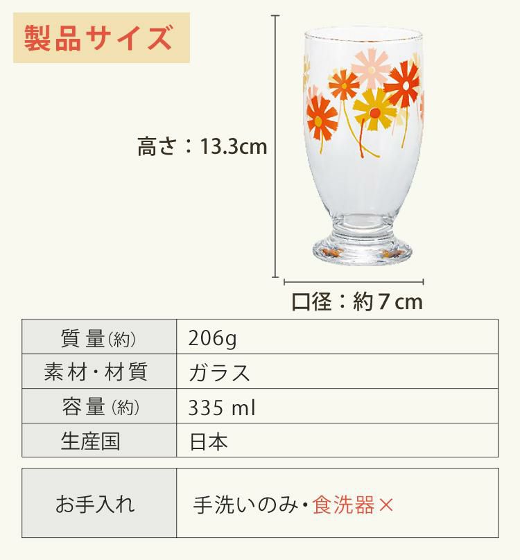 アデリア アデリアレトロ 台付きグラス アリス 野ばな 花まわし 花ざかり 花の輪 梨 グラス 335ml 6点セット  ラッピング不可  熨斗対応不可