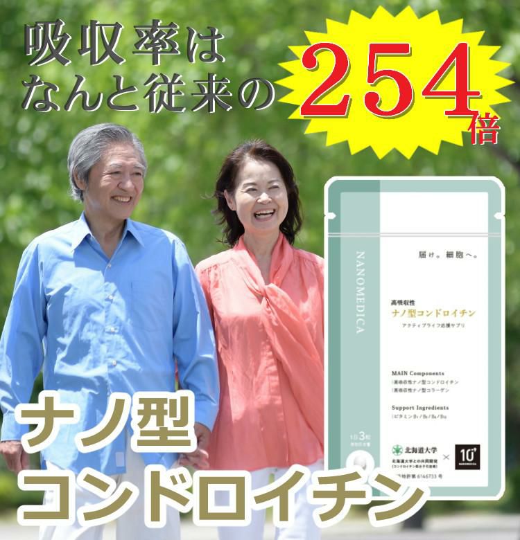 2袋まとめ コンドロイチン サプリメント NANOMEDICA ナノメディカ 高吸収性 ナノ型コンドロイチン 丸共バイオフーズ メール便可：2点まで  ラッピング不可