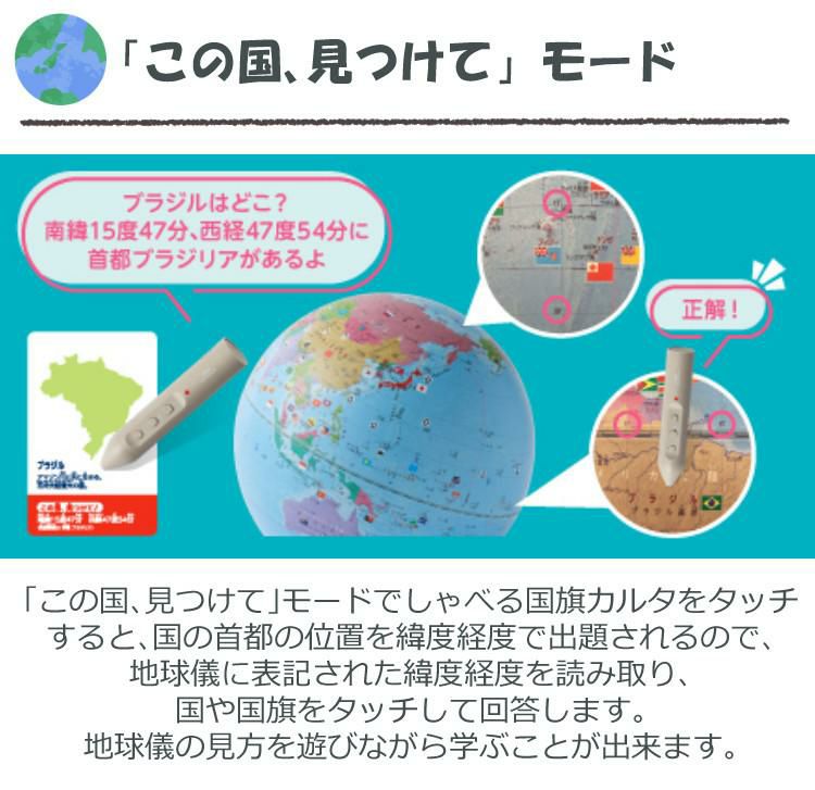 タッチペン付き 地球儀 しゃべる国旗付地球儀＆カルタ タッチミー レイメイ藤井 OYV1138 世界地図 知育玩具 ギフト 入園 入学