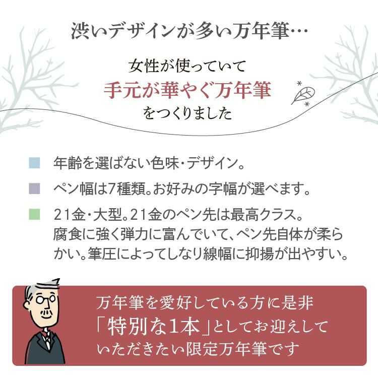 オリジナルシースなどセット セーラー万年筆 ホームショッピングオリジナル万年筆 春を待つシマエナガ 限定商品 ホワイト ピンク  極細 細字 中細 中字 太字