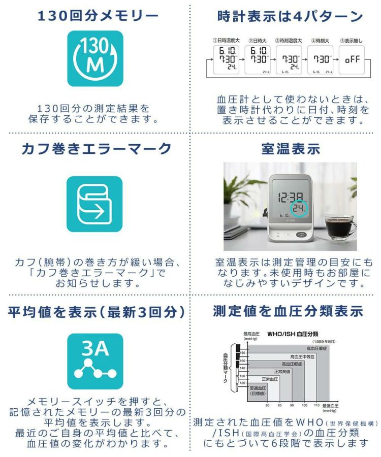 シチズン 上腕式血圧計 CHUH904C CHUHシリーズ カプッとカフ