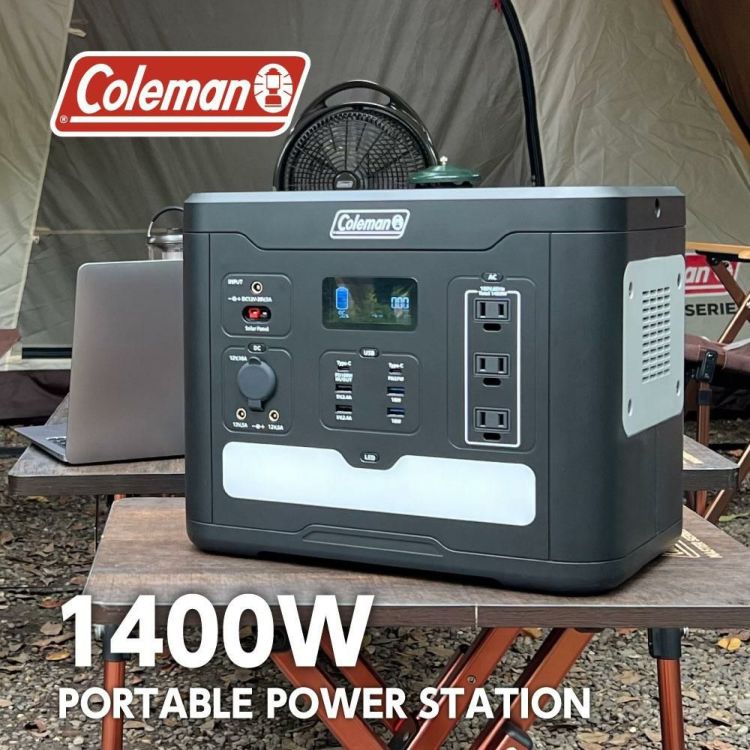 大容量1400W コールマン ポータブル電源 CLM-TL119K アウトドア キャンプ 車中泊 多目的 バッテリー 停電対策 防災 ポタ電 ラッピング不可