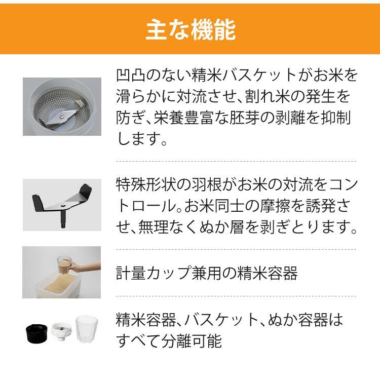 エムケー精工 小型精米機 COPON  コポン  家庭用 0.5～2合 ホワイト SMH-201W ゆめぴりか玄米300gセット ラッピング不可