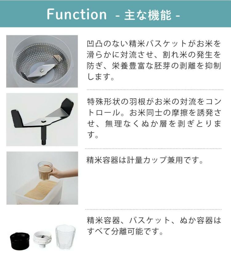 エムケー精工 小型精米機 COPON  コポン  家庭用 0.5～2合 ホワイト SMH-201W ゆめぴりか玄米300gセット ラッピング不可