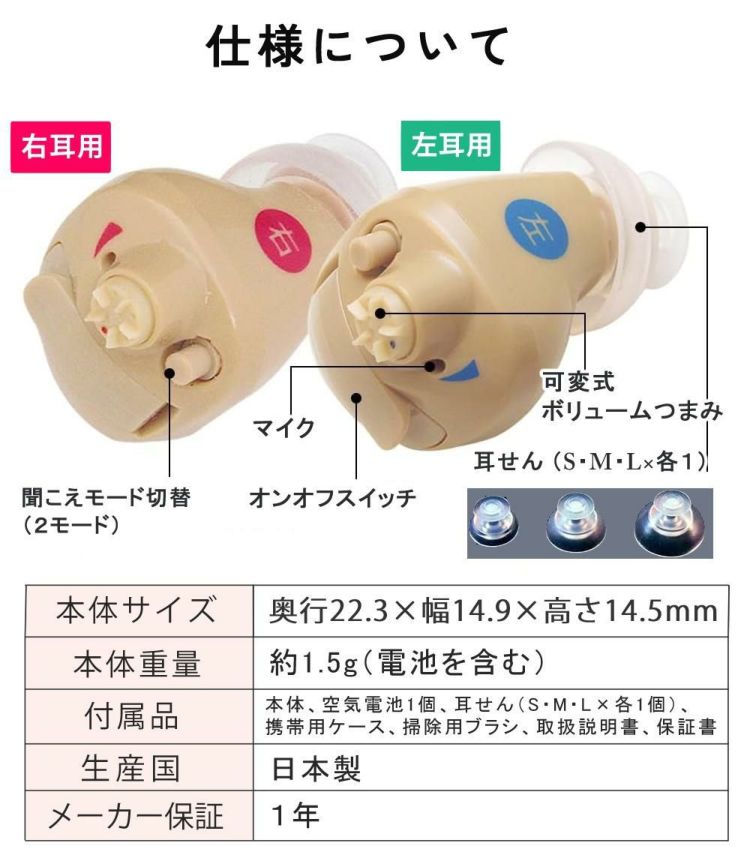 両耳用 補聴器 ニコン・エシロール NEF-M100S 2点  左右  耳穴型デジタル＋空気電池 PR41 60個＋選べる特典付セット