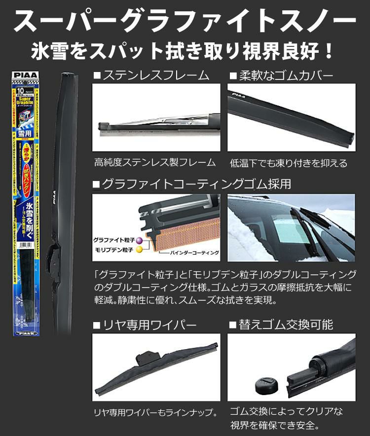 PIAA 冬用 ワイパー スーパーグラファイト スノーブレード ハイエース 標準ボディ H16.8～ 3本セット WG50W/WG50W/WG40W