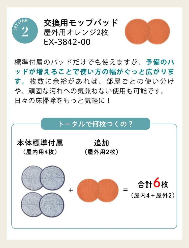 レビュー特典有 CCP Neo+ ネオプラス コードレス回転モップクリーナー TZJ-MA221-WH 通販限定モデル 付属＋室外用2枚付