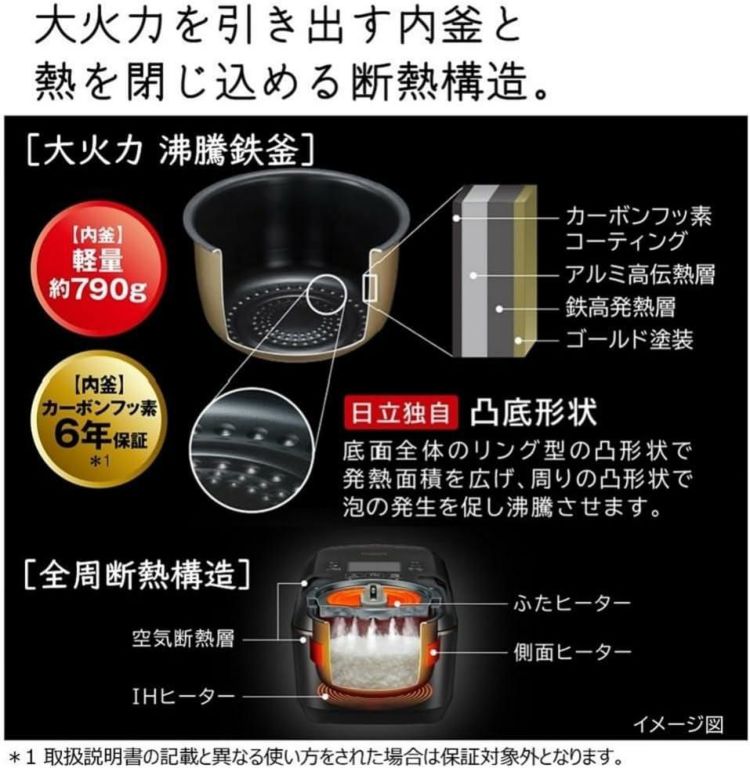 日立  IH炊飯ジャー 圧力＆スチーム ふっくら御膳 5.5合炊き RZ-W100EM K  漆黒 ラッピング不可