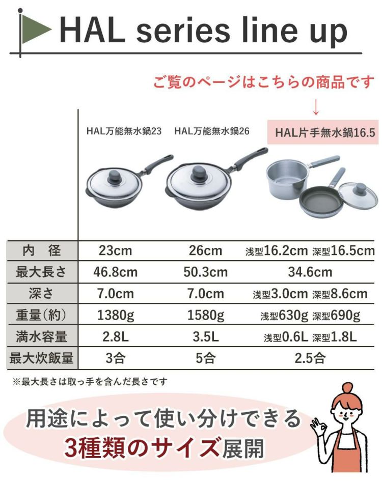 HALムスイ 片手無水鍋 16.5cm 片手鍋 ムスイ HAL 日本製 ラッピング不可