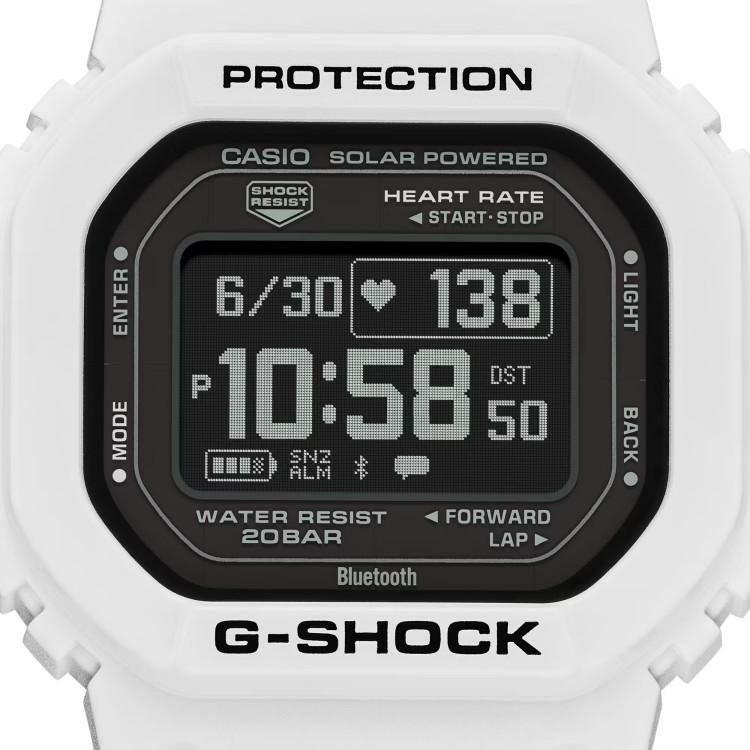 カシオ ジーショック 腕時計 ジースクワッド ソーラー USB充電 Bluetooth ホワイト メンズ 国内正規品 DW-H5600-7JR 木製時計スタンド付