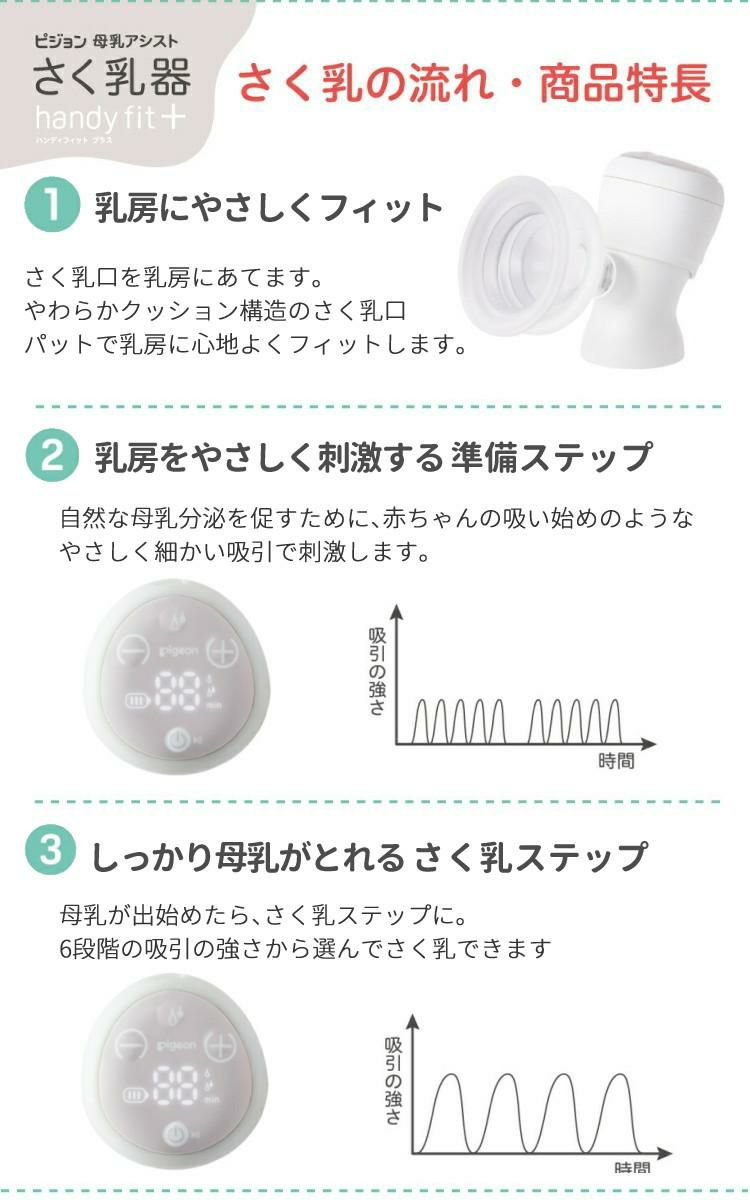 レビューで北海道米プレゼント ピジョン 母乳アシスト 電動 さく乳器 Handy Fit＋ ハンディフィットプラス 片胸用 選べる特典付