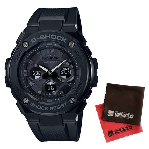 セット  国内正規品  カシオ CASIO 腕時計 GST-W300G-1A1JF  ジーショック G-SHOCK G-STEEL メンズ 電波ソーラー＆クロス2枚