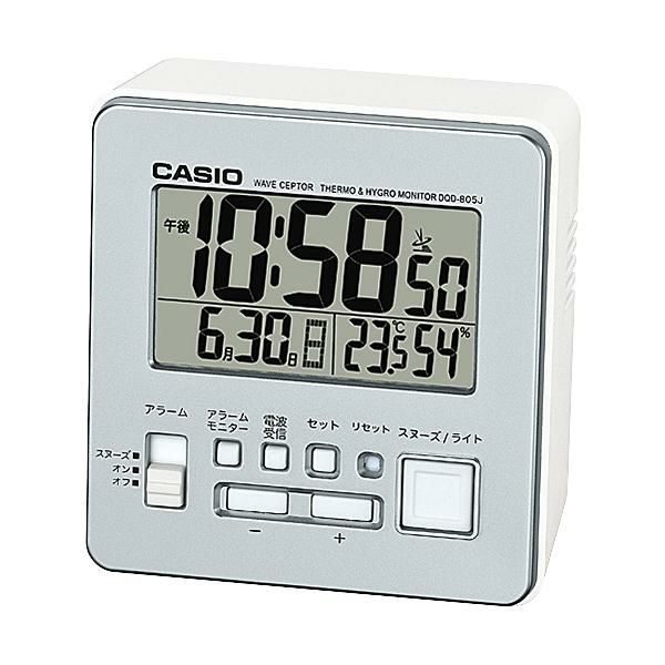 カシオ CASIO 置時計 クロック DQD-805J-8JF デジタル表示 電波受信機能付き 温度・湿度計付き シルバー  DQD805J8JF