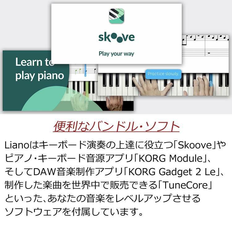 コルグ KORG 電子ピアノ L1SP Liano DIGITAL PIANO 88鍵 ブラック 黒 ピアノスタンド付属 7cmの薄さ 8音色 6kgの軽量ボディ スピーカー搭載  ラッピング不可