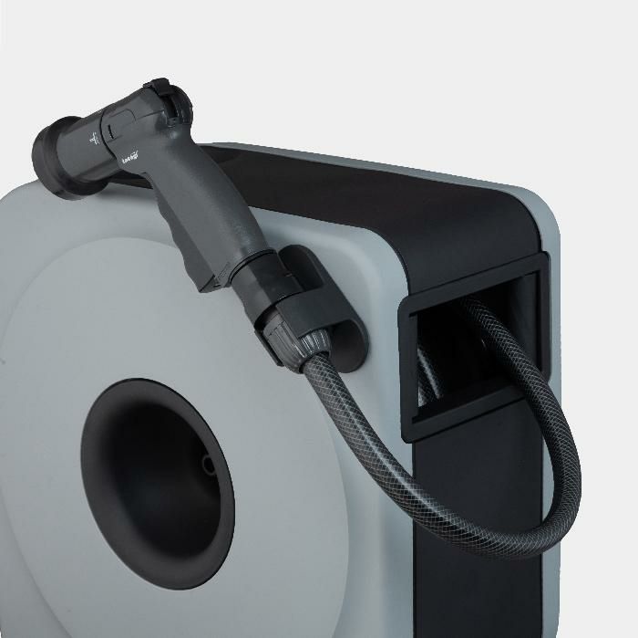 タカギ 散水ホース ボクシーネクスト 20m ワックスコート付き4点セット 工具不要 フルカバー 取っ手付き RC1220GY グレー ラッピング不可