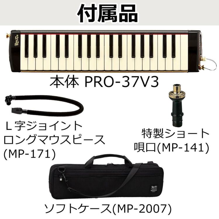 スズキ 鍵盤ハーモニカ メロディオン アルト PRO-37v3  3点セット